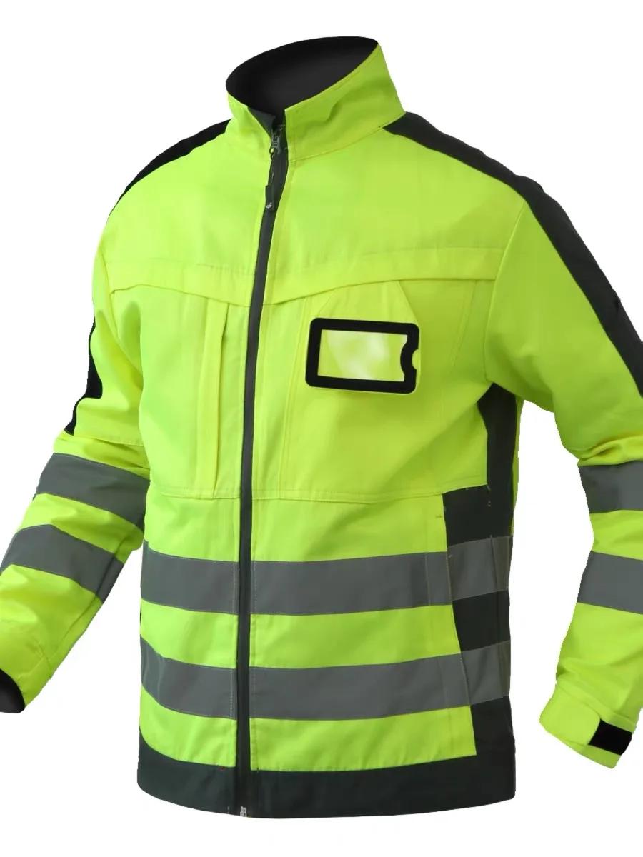 Hi Vis Work Clothing Working Suit For Man Mechanic Warm Winter Reflective Safety Work Coveralls Detachable Cotton Padded Linner