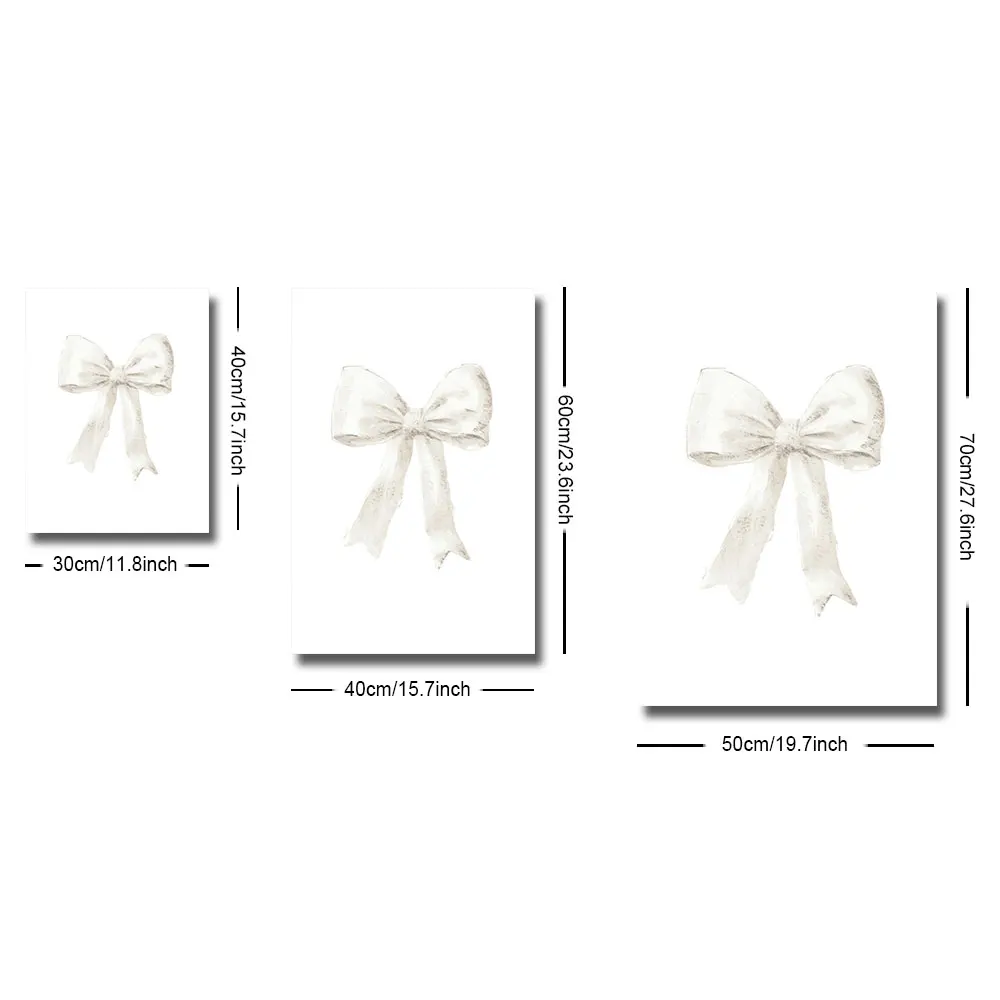 1pcs White Bow Preppy Wall Art Poster Print Minimalist Trendy Canvas Painting Girls Room Bedroom Dorm Home Decor