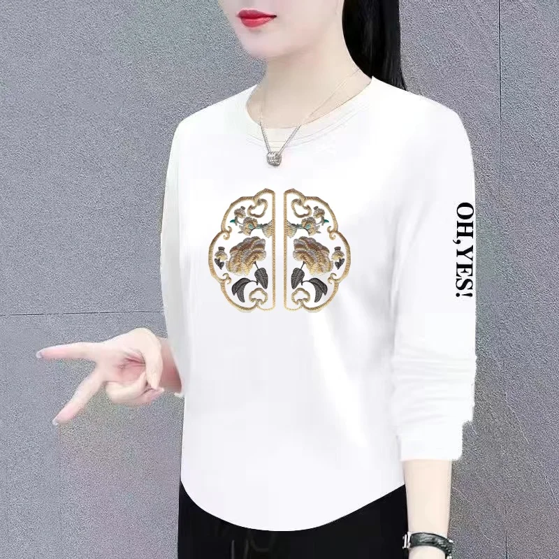

Long Sleeve T-Shirt Women's Base Shirt Inner Wear Top for Middle-Aged And Elderly Regular Fit Comfortable Breathable Crew Neck