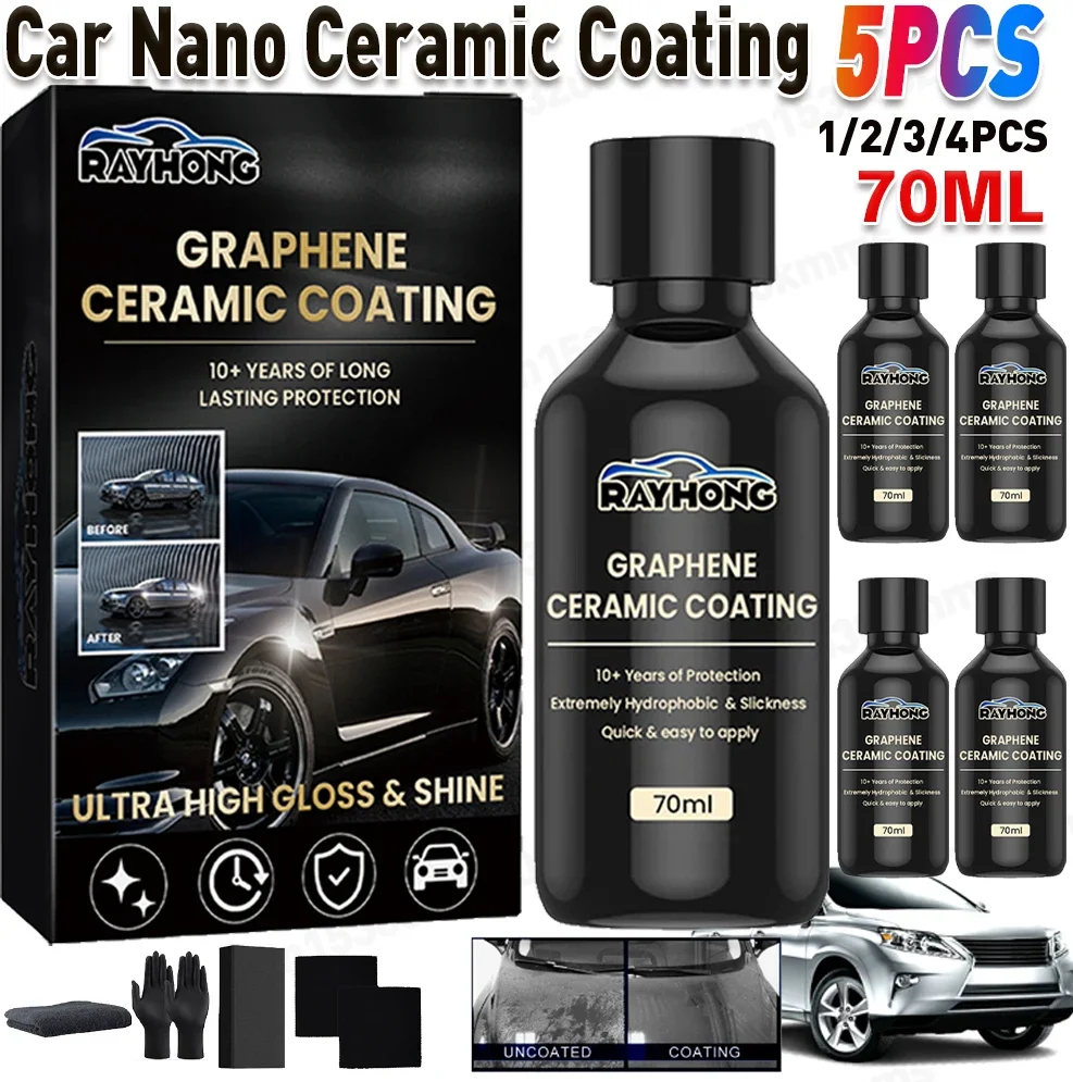 1-5x Nano Ceramic Coating Graphene Advanced Technology Super Hydrophobic Maintenance Liquid UV Glow Hydrophobic Paint Protection