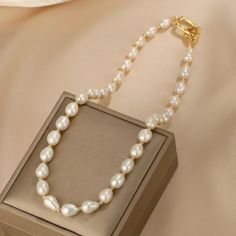 

Large Particles - Rice Grains, Freshwater Pearls, Metal Buckles, Necklaces, Temperament, Internet Celebrity Buckles, Copper Bead