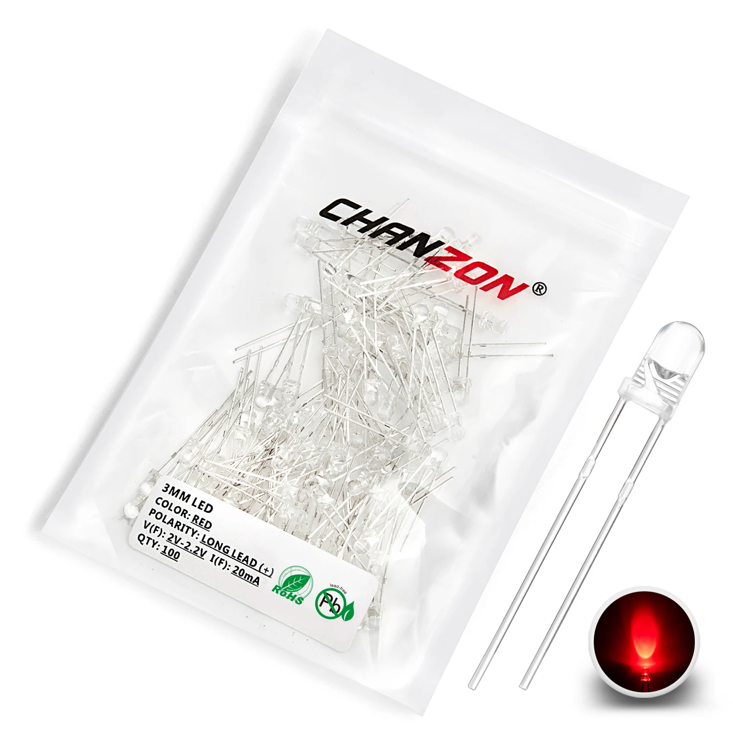 100 Stück 3 mm LED-Dioden, ultrahell, warmweiß, rot, grün, blau, UV-Lila, gelb, orange, rosa, 2 V, 3 V, mehrfarbiges Emitting-Sortiment