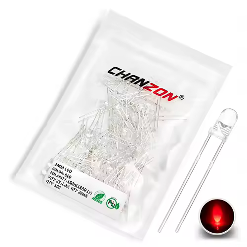 100pcs 3mm LED Diode Ultra Bright Warm White Red Green Blue UV Purple Yellow Orange Pink 2V 3V Multicolor Emitting Assortment - Image 11