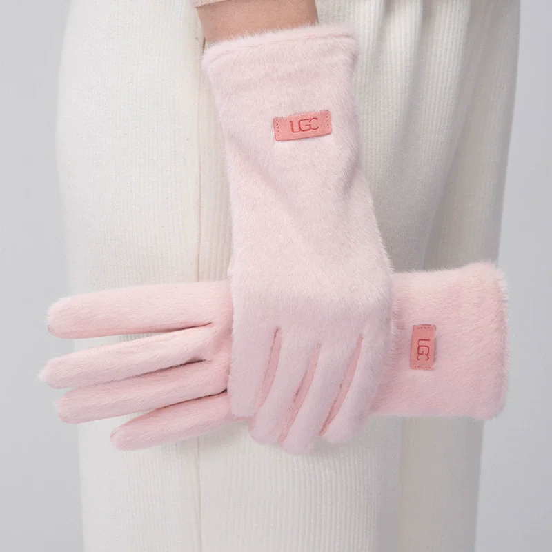 Imitation Mink Velvet Hairy Gloves Women Winter Keep Warm Touch Screen Cute Lovely Sweety Not Bloated Suede Soft