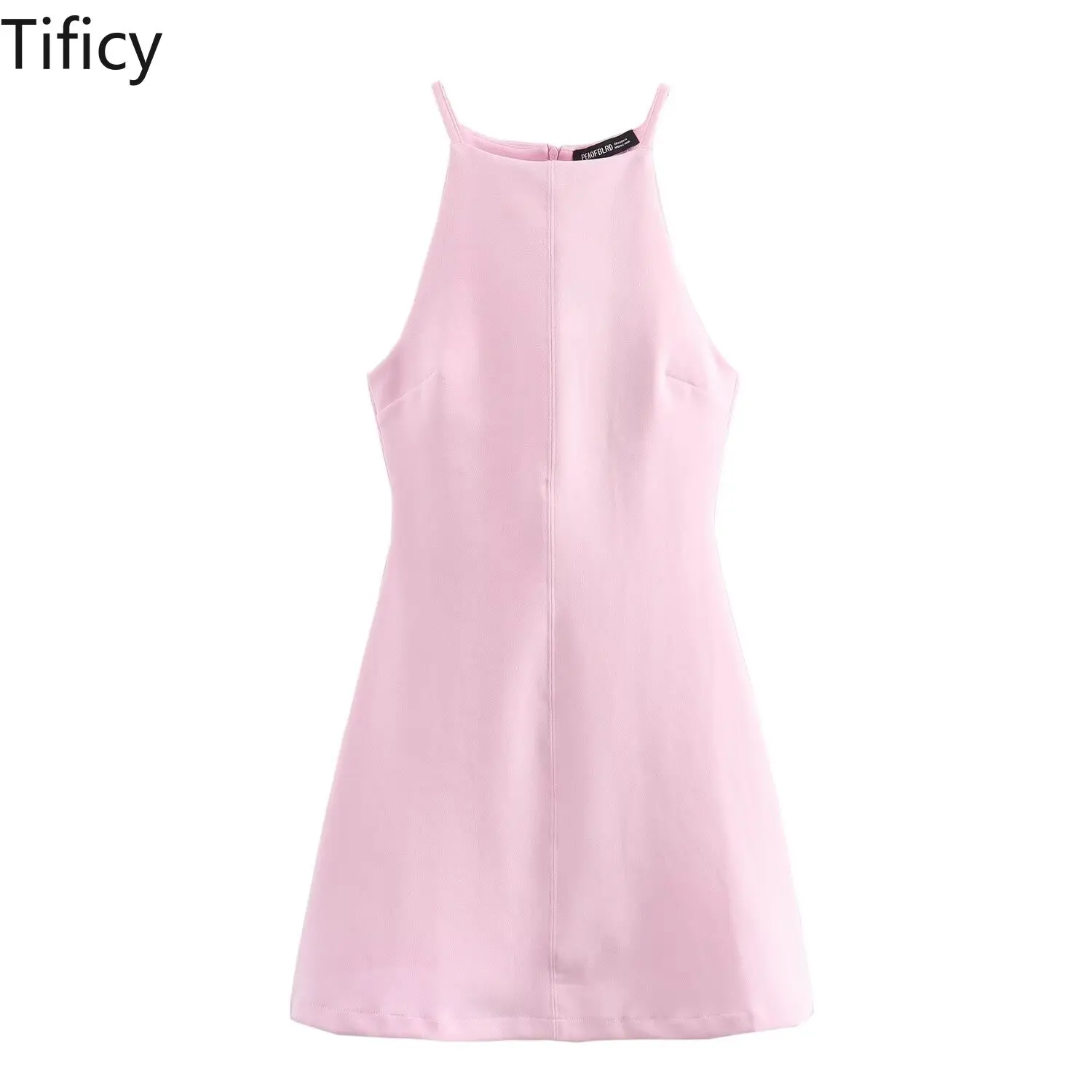 

TIFICY Summer New Women's Hanging Neck Collar Solid Color Slim Fit Short Party Sexy Streetwear Dress Vestido Feminino