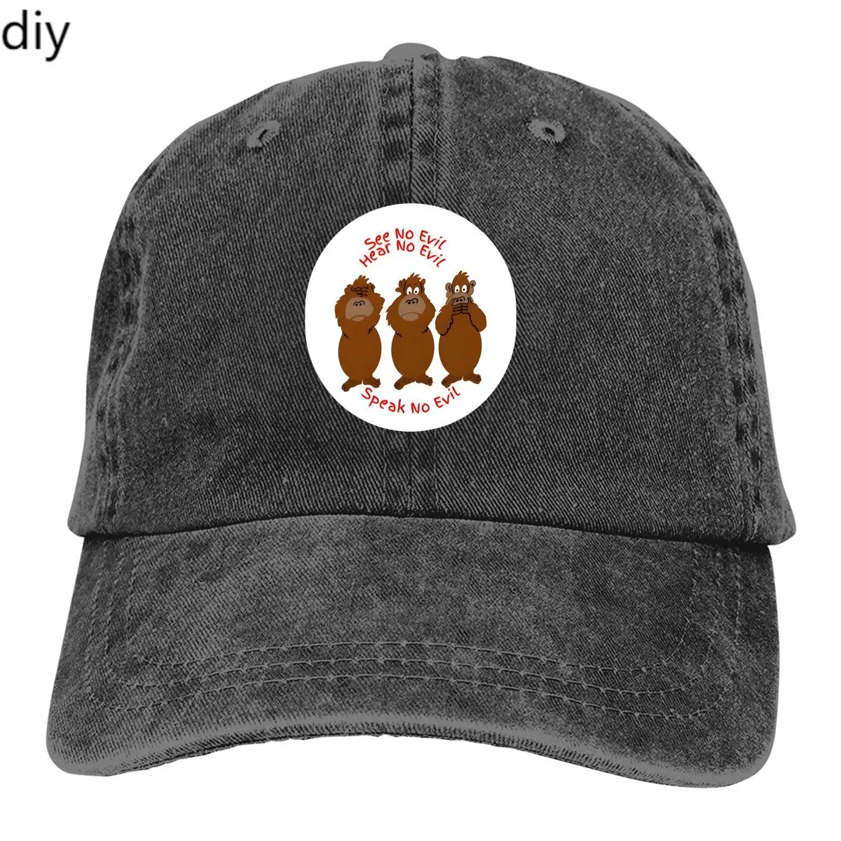 

Pure Color Dad Hats See No Evil Women's Hat Sun Visor Baseball Caps Monkey Peaked Cap