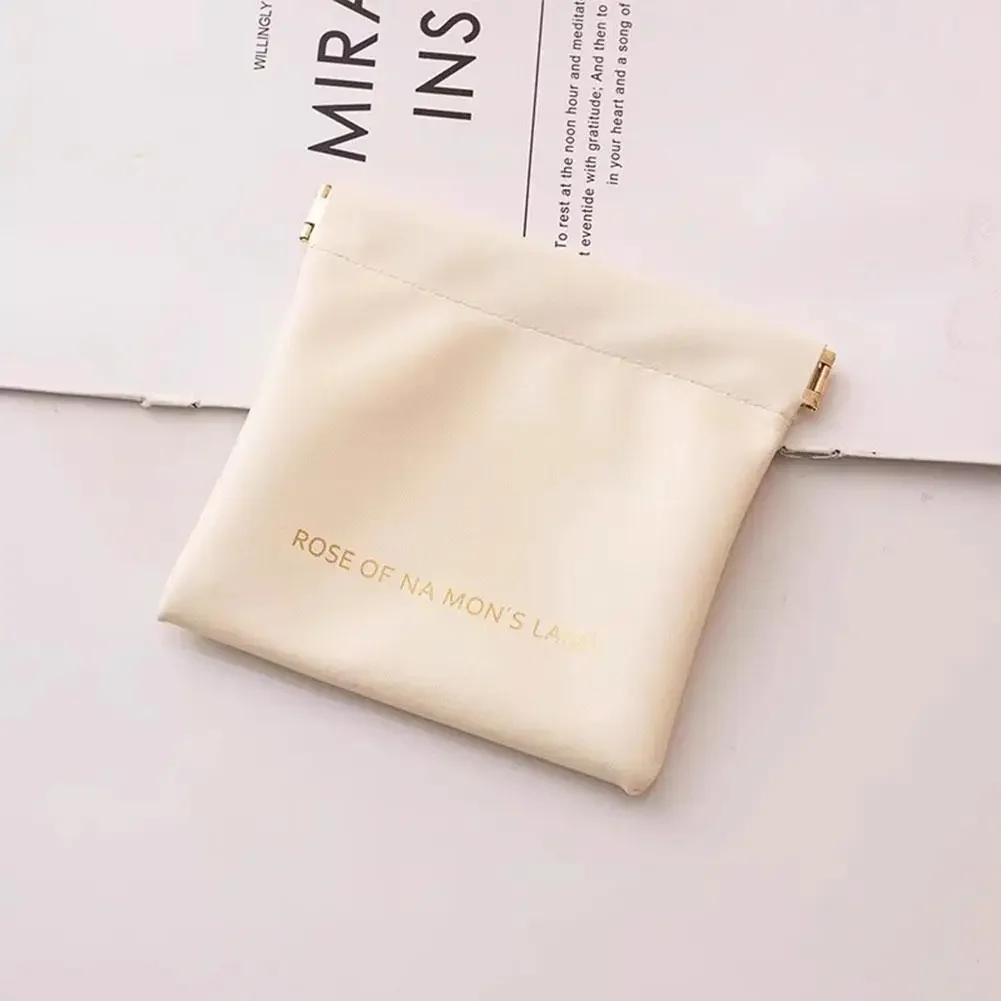 Portable Pu Leather Makeup Pouch Small Self-closing Storage Bag_voghion.com