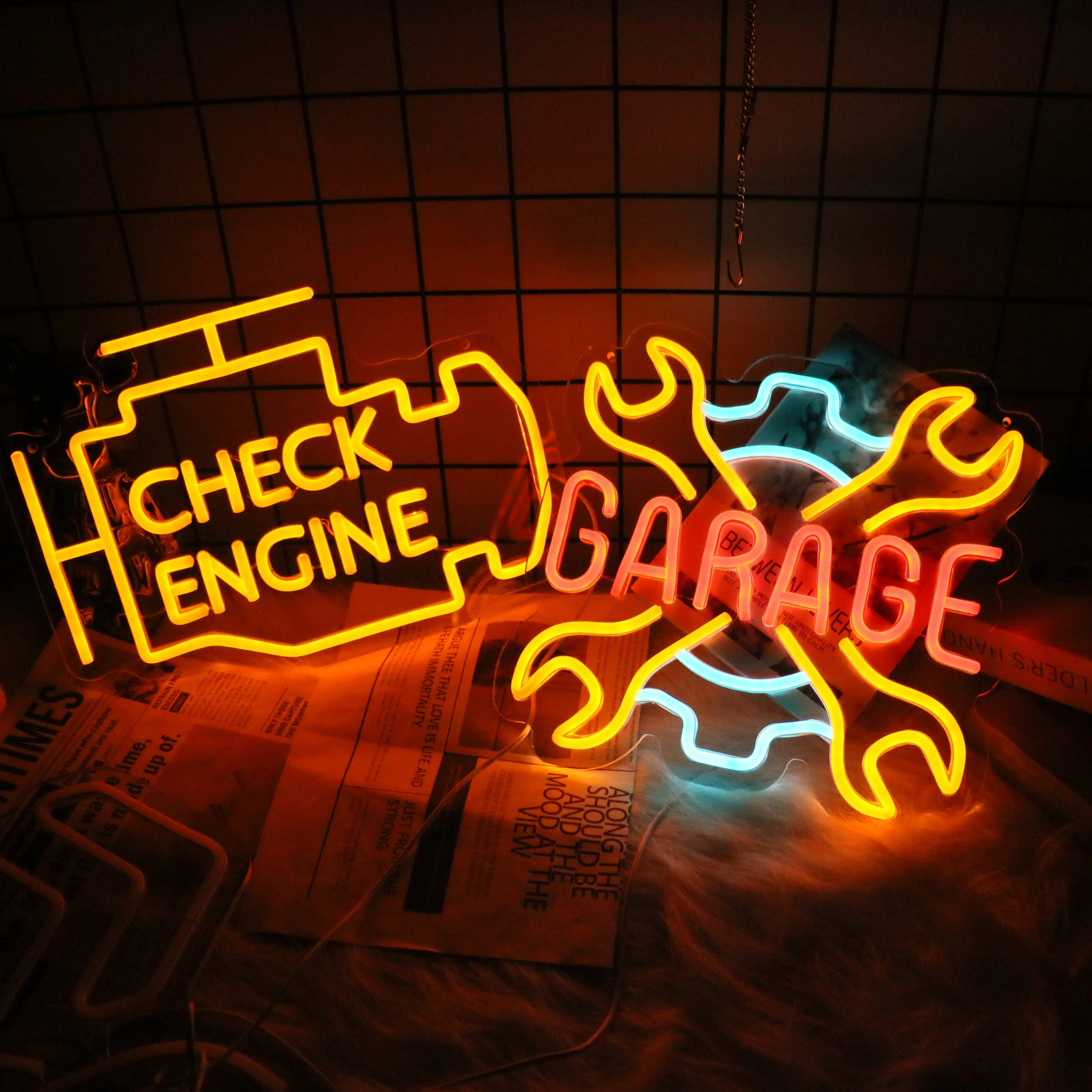 neon led sign light para garage car service auto repair loja check engine game room decor wall bar lamp 01