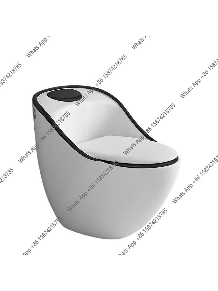 J Z1 Creative Whale Toilet Household Siphon Personalized Egg Type Ordinary Toilet Black And White