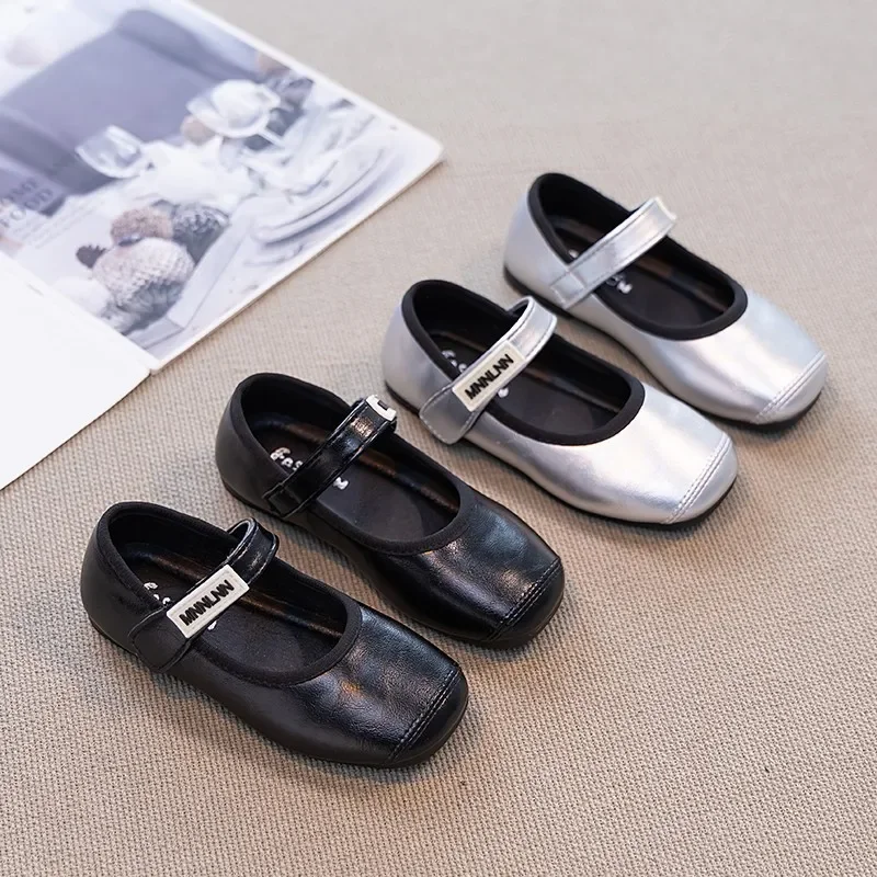 

Весенне-осенняя кожаная обувь для девочек, детская модная кожаная обувь принцессы на мягкой подошве, женская однотонная удобная обувь