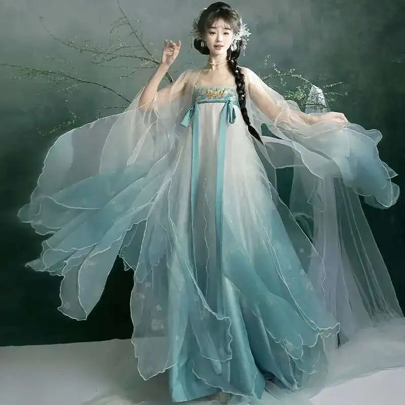 

Moyu Ge Hanfu женский халат Furong Tang, рваная рубашка с большими рукавами, юбка с лепестками, юбка Hezi длиной до груди