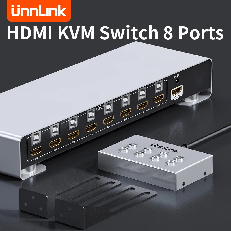 unnlink switch kvm usb portas dispositivos compartilhar monitor usb para mouse teclado udisk com extensor 4k hdmi 01