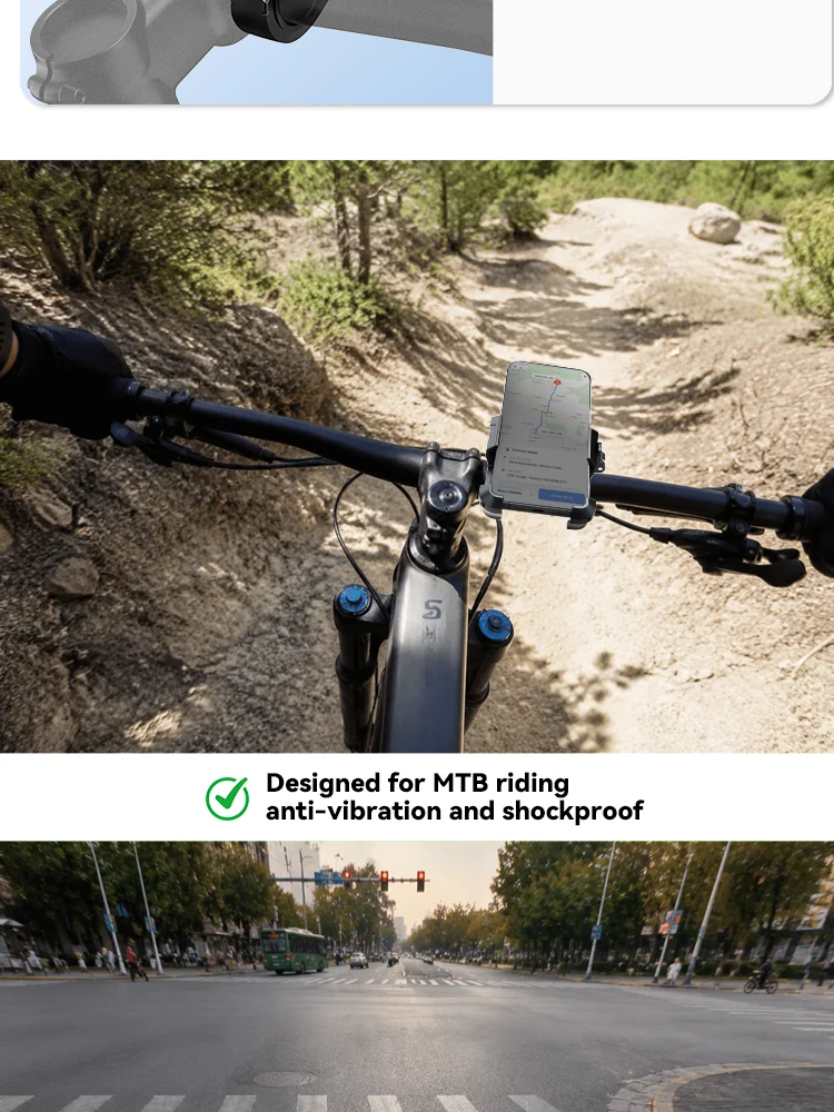 Easydo Fahrrad-Handyhalterung E-Scooter Fahrradlenker-Handyhalterung Aluminium Stoßfeste Rennrad-Vorbau-Handyhalterung für 4,7-7,2" – Detail 9