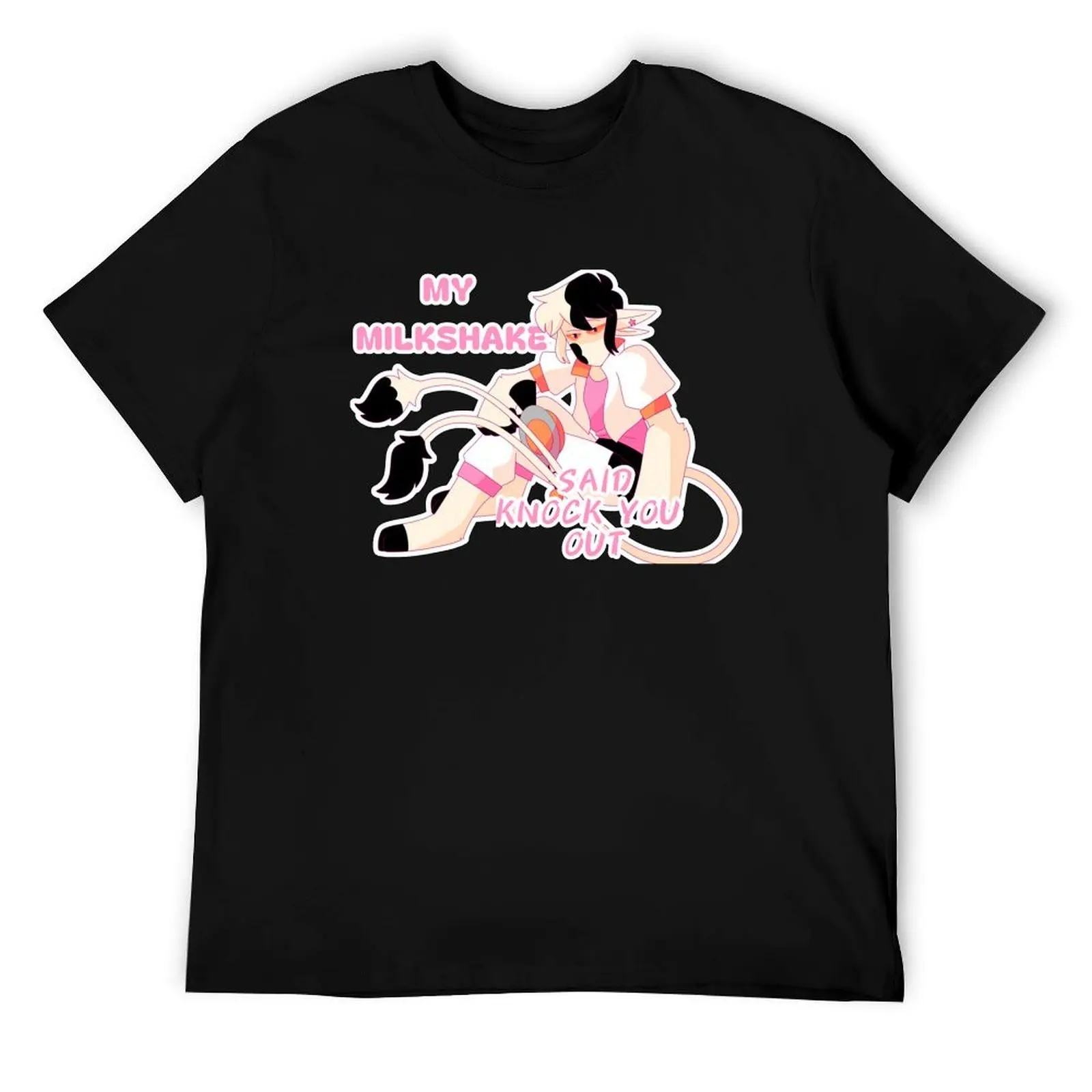

My Milkshake said knock you out T-Shirt man t shirts for men casual anime t shirts oversize T-Shirt