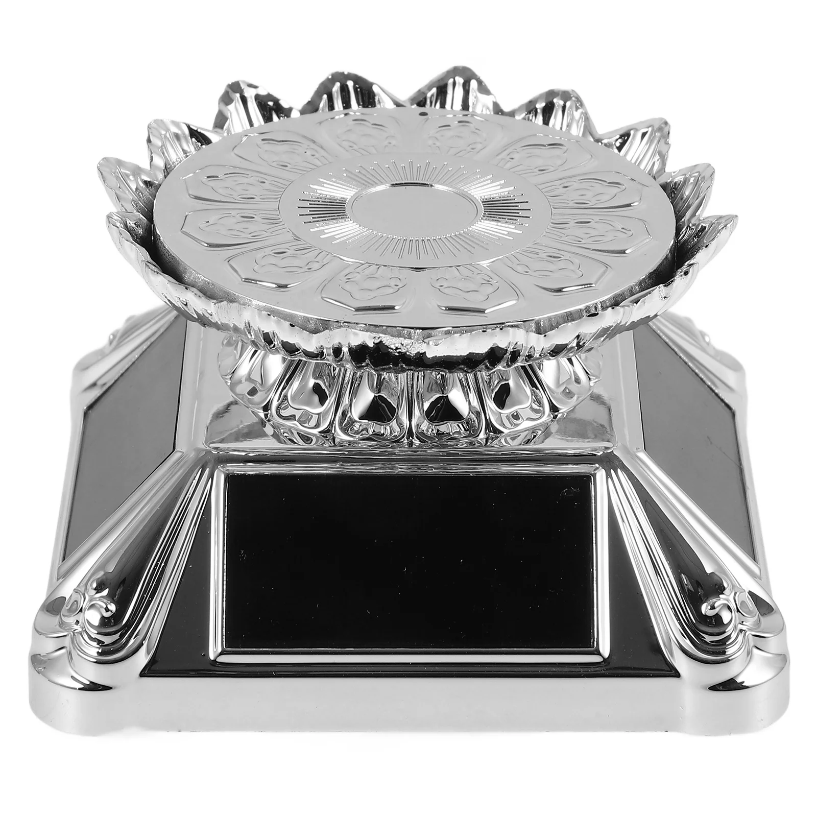 

Solar Powered Rotating Jewelry Tray Display Stand LED Colorful Lights Motorized Turntable for Home Office Store Display