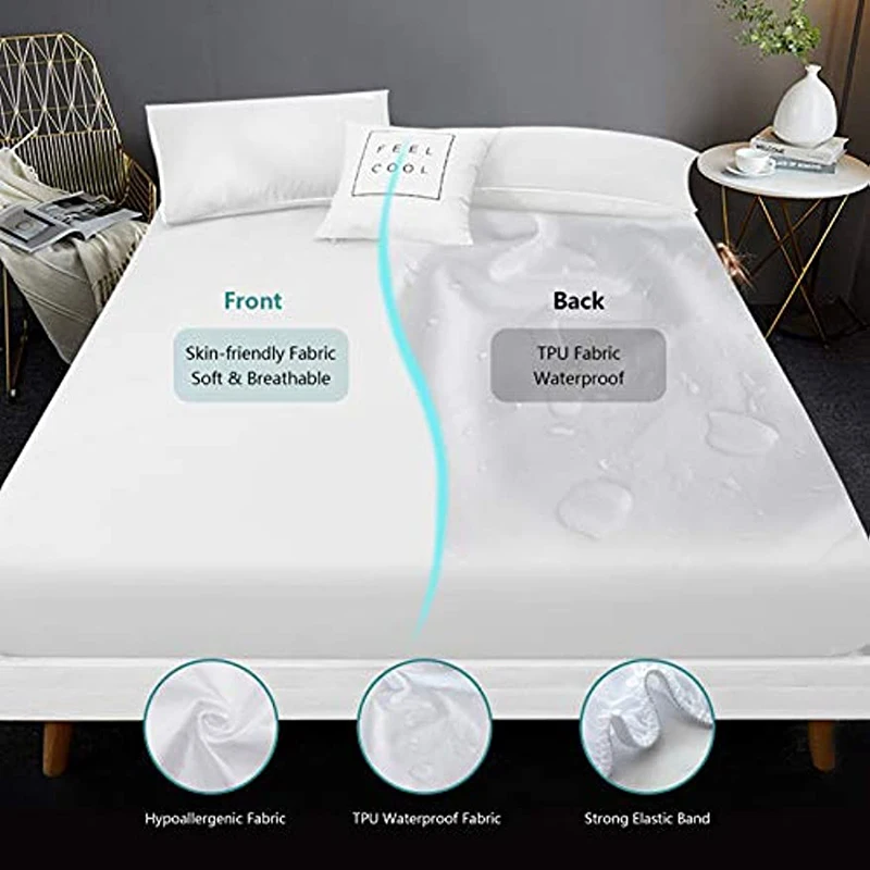 Waterproof Mattress Protector Queen College Dorm Room New Home First  Apartment Essentials Cotton Mattress Cover Encasement