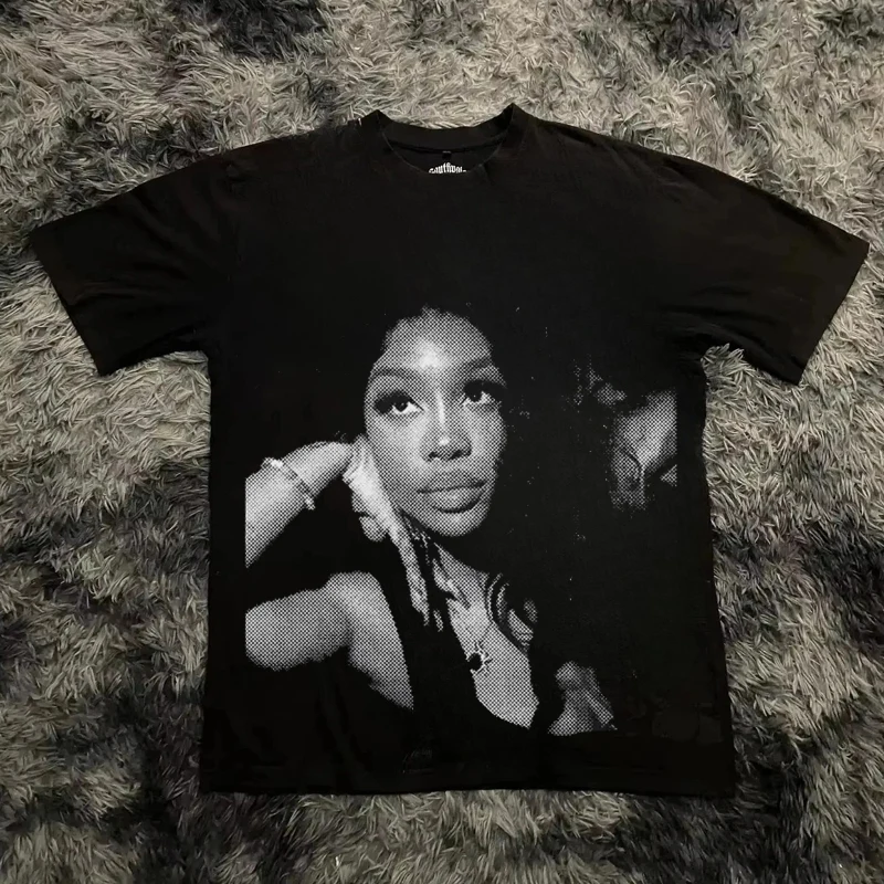 Hip Hop Streetwear T-shirt Men Women Loose Short Sleeves T-shirt Harajuku Y2k Ever Happy of Ever Print Short Sleeves Top Tees