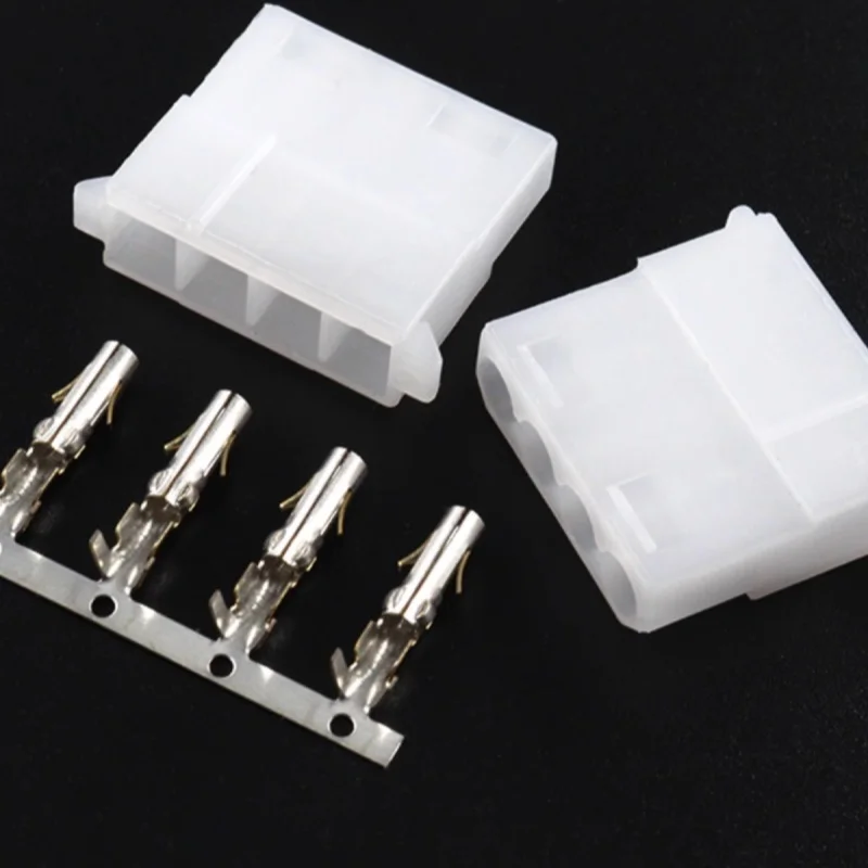 Big 4P power socket connector, Big 4P male female pair plug, rubber shell cold pressed terminal, spring connector 5.08mm