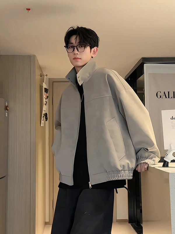 

Мужская куртка Cleanfit из окрашенной кожи с матовым покрытием, воротником-стойкой, в стиле рабочей одежды, с подплечниками, на молнии, весна-осень, приталенный крой