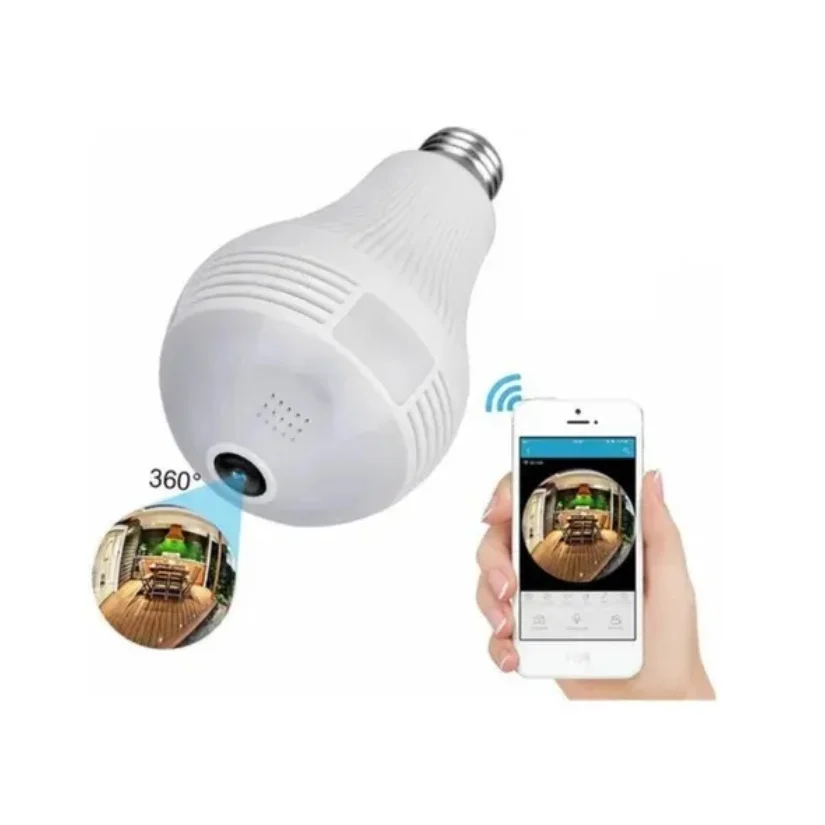 Camera Ip Holes Vr Lamp 360 Panoramica Spy With Night Vision and Presence Sensor