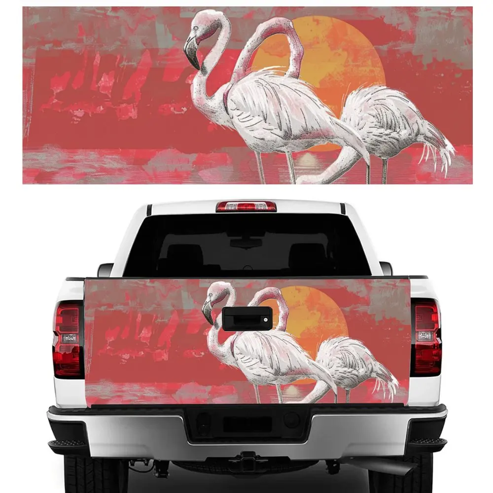 

Pink Flamingo Full Moon Print Car Tail Trunk Protect Vinly Decal Auto Accessories Hood Decoration Sticker for Off-road Pickup