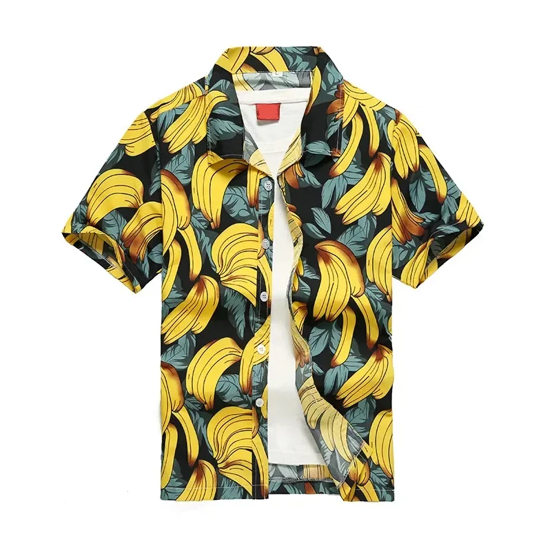 NEW Fashion Men's Hawaiian Shirt Male Casual Colorful Printed Beach Aloha Shirts Short Sleeve Plus Size Camisa Hawaiana Hombre