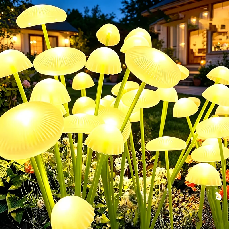 6/12LEDs Solar Jellyfish Lights Garden Pathway Outdoor Decor Solar Power Mushroom Sway Light Watterproof for Yard Lawn Patio