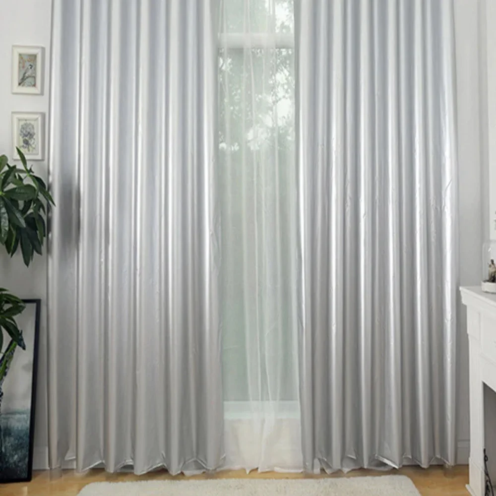 Double-sided Silver Shade Cloth with Hooks Hanging Rectangle Curtain Polyester Material Balcony Sun Proof tende oscuranti 암막 커튼