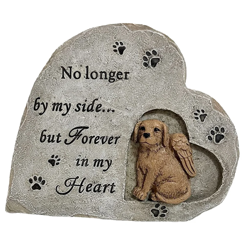 Dog Memorial Stone Resin Wear Resistant Pet Grave Marker Outdoor Garden Memorial Statue Tribute Gift Pet Grave Markers