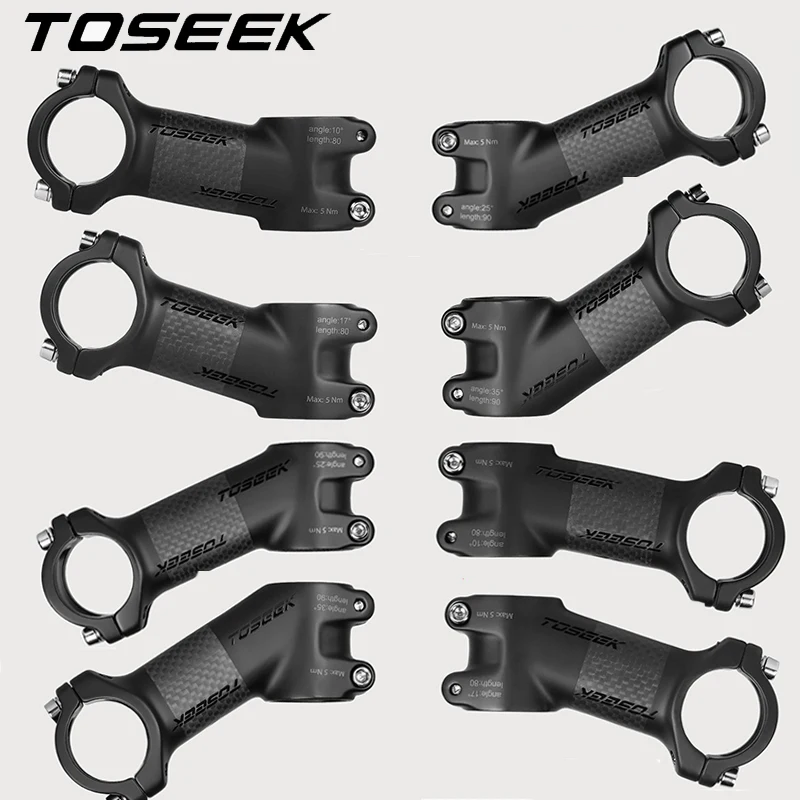 

TOSEEK Bike Stem 31.8MM Bicycle Handlebar Stem 10/17/25/35 Degree Bike Table 60/70/80/90/100/110mm MTB Power Bicycle Bridge
