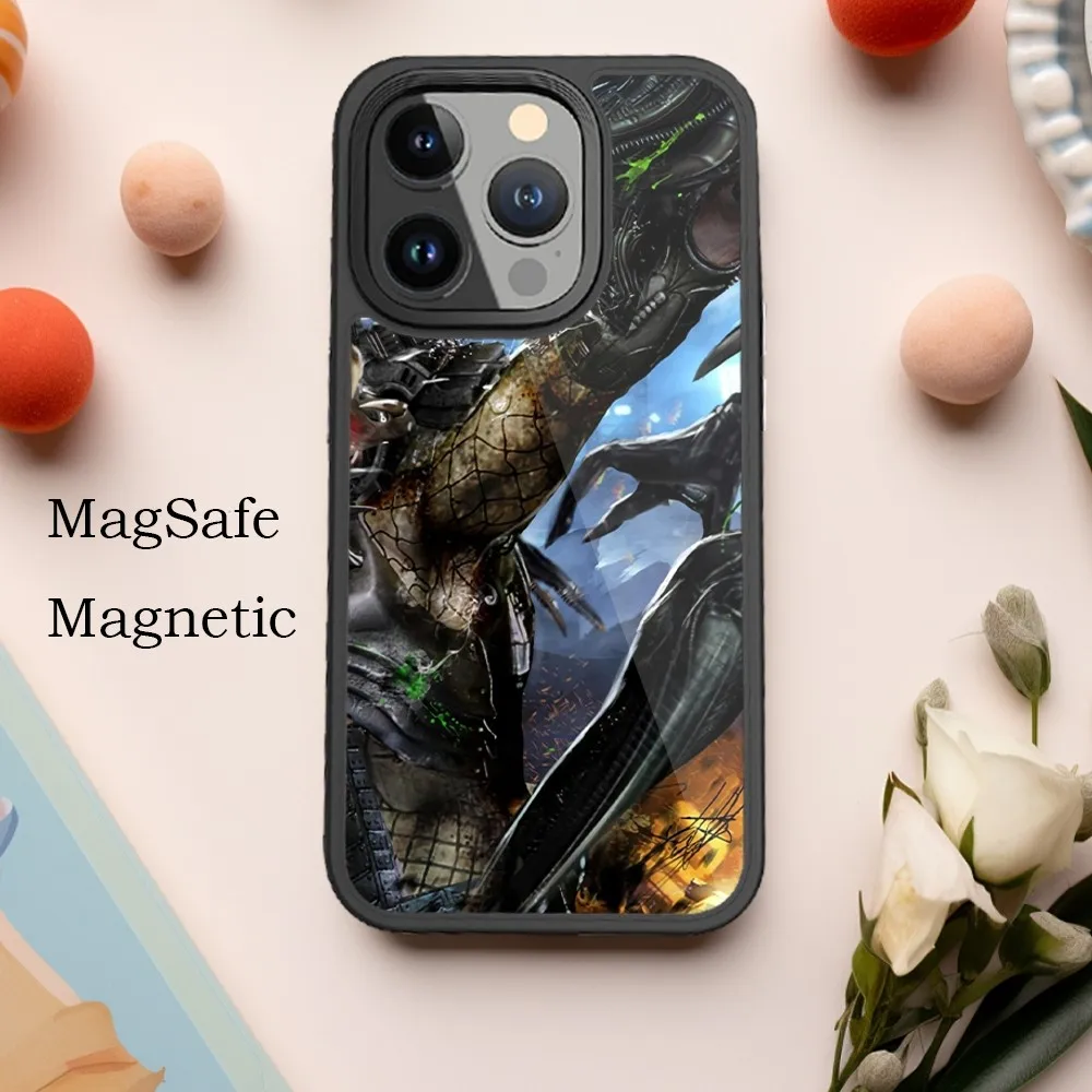 Alien vs Predator Phone Case For iPhone 15 14 13 12 11 Pro Max Plus Magnetic for Macsafe Cases Cover