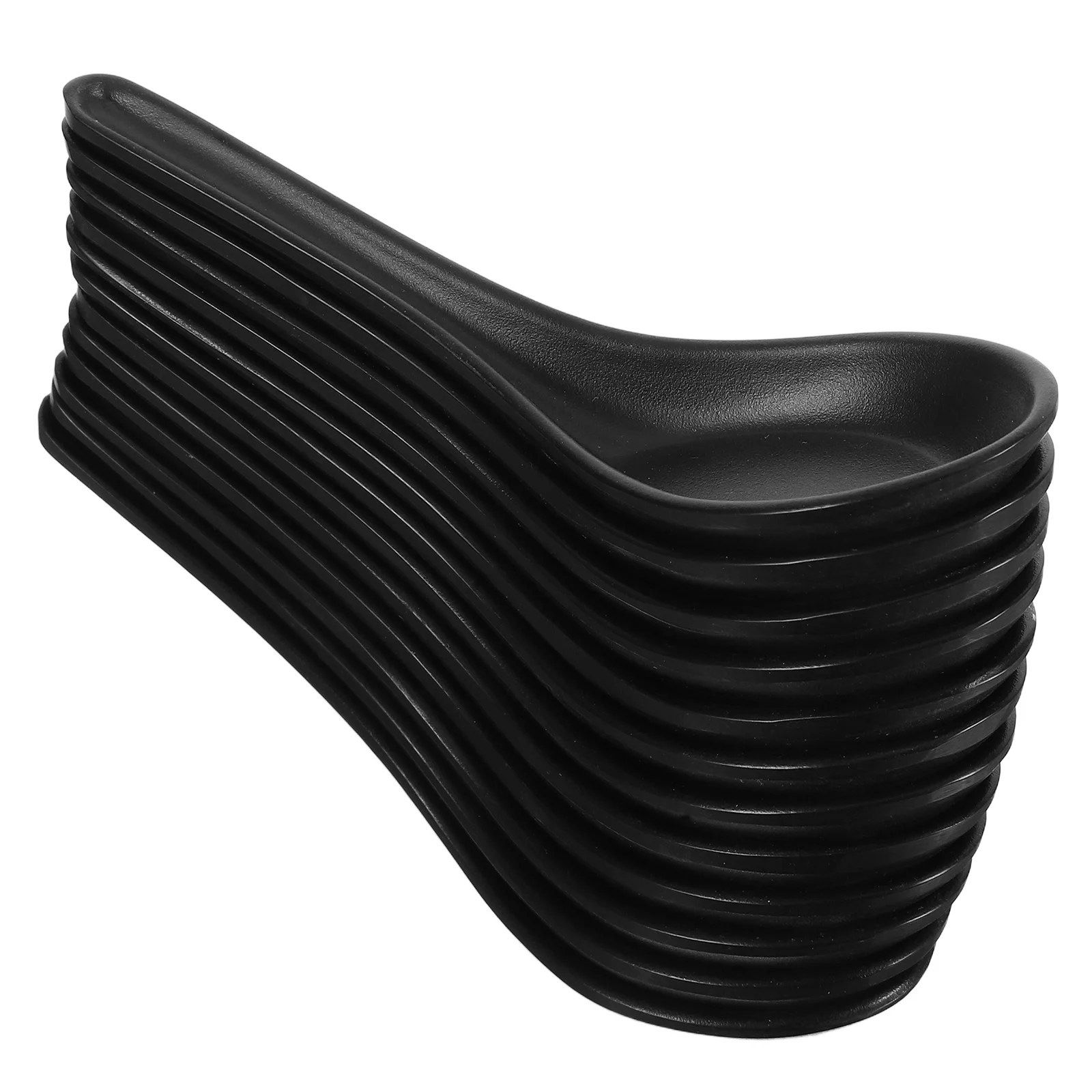 

12pcs Black Matte Melamine Soup Spoons Creative Design Temperature Resistant Japanese Style Kitchenware Rice Spoon