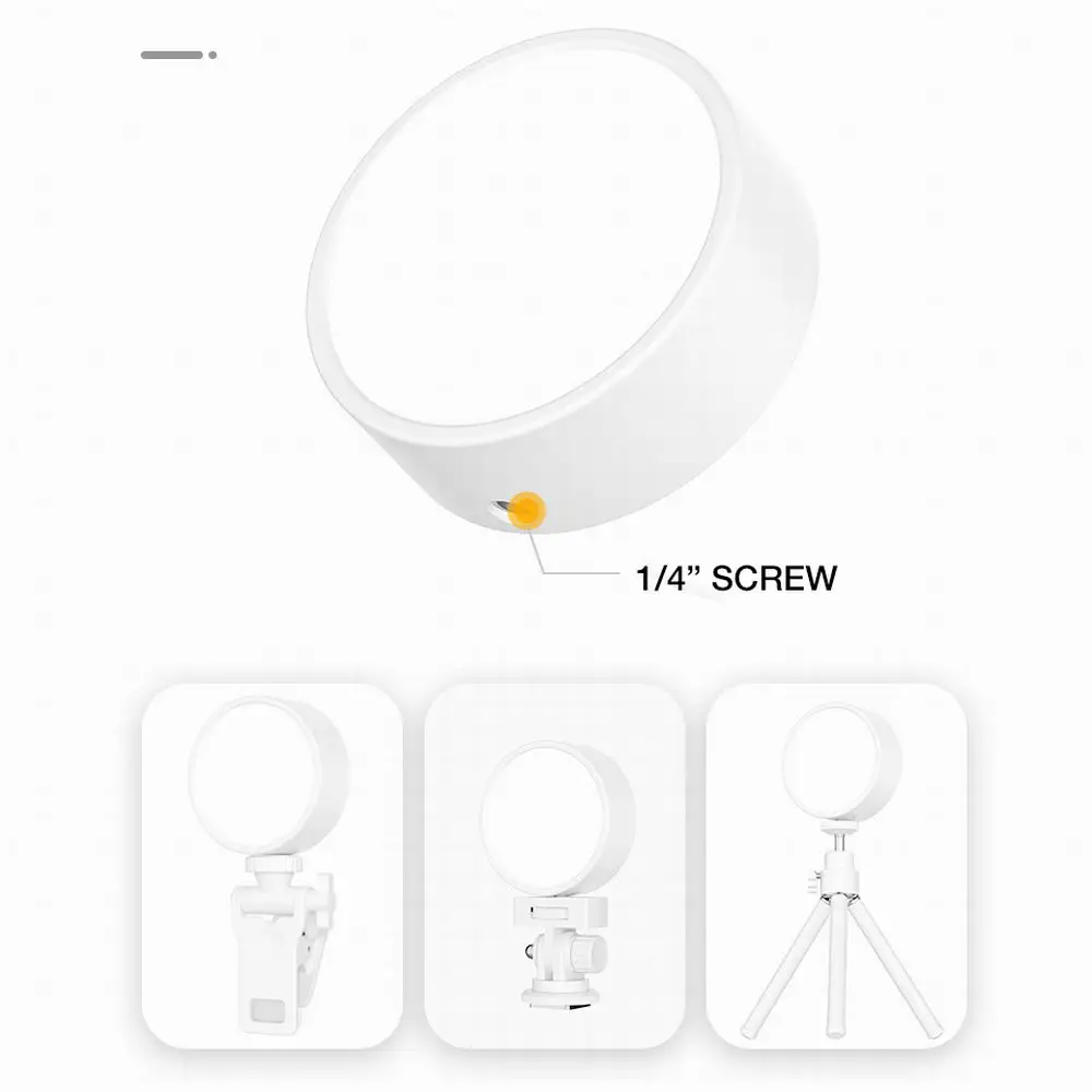 Przypinana lampa leddo smartfona na telefon z klipsem kieszonkowe z podświetleniem Led światła do makijażu Zoom konferencyjna Mini lampka wypełniająca zdejmowana okrągła lampa