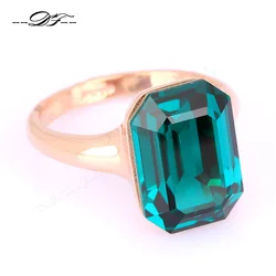 Green Big Crystal Elegant Finger Ring HotSale Rose Gold Color Fashion Brand Red Crystal Jewelry For Women anel DFR276