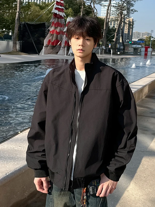 

Bla Stand Collar Pilot Jaet Men's Sle Retro American Cool Brand Spring Autumn Loose Fit Youthful ular Outerwear