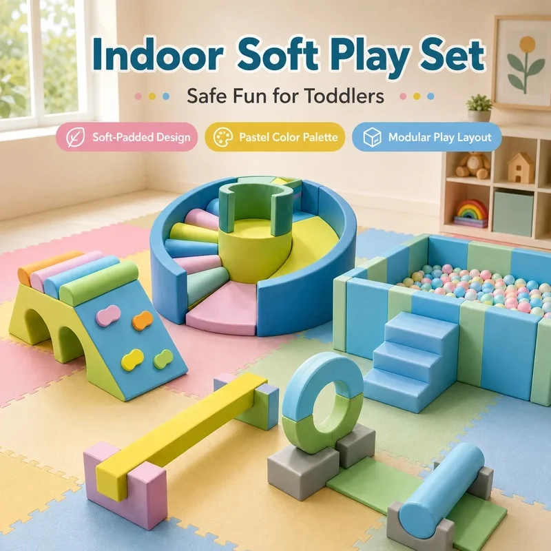 Commercial Indoor Climbers and Play Structures Spring Bright Soft Play Set with Ball Pit Slide Tunnel and Balance Beam for Kids