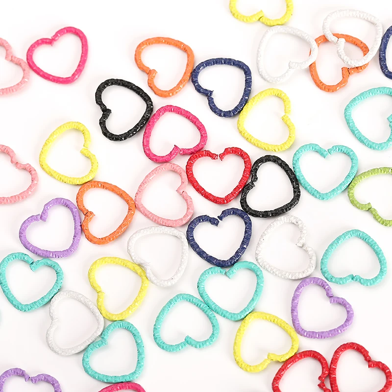 50pcs 14mm multi-color Mixed Alloy Heart Shape Split Jump Rings DIY Jewelry necklace Making Findings Accessories