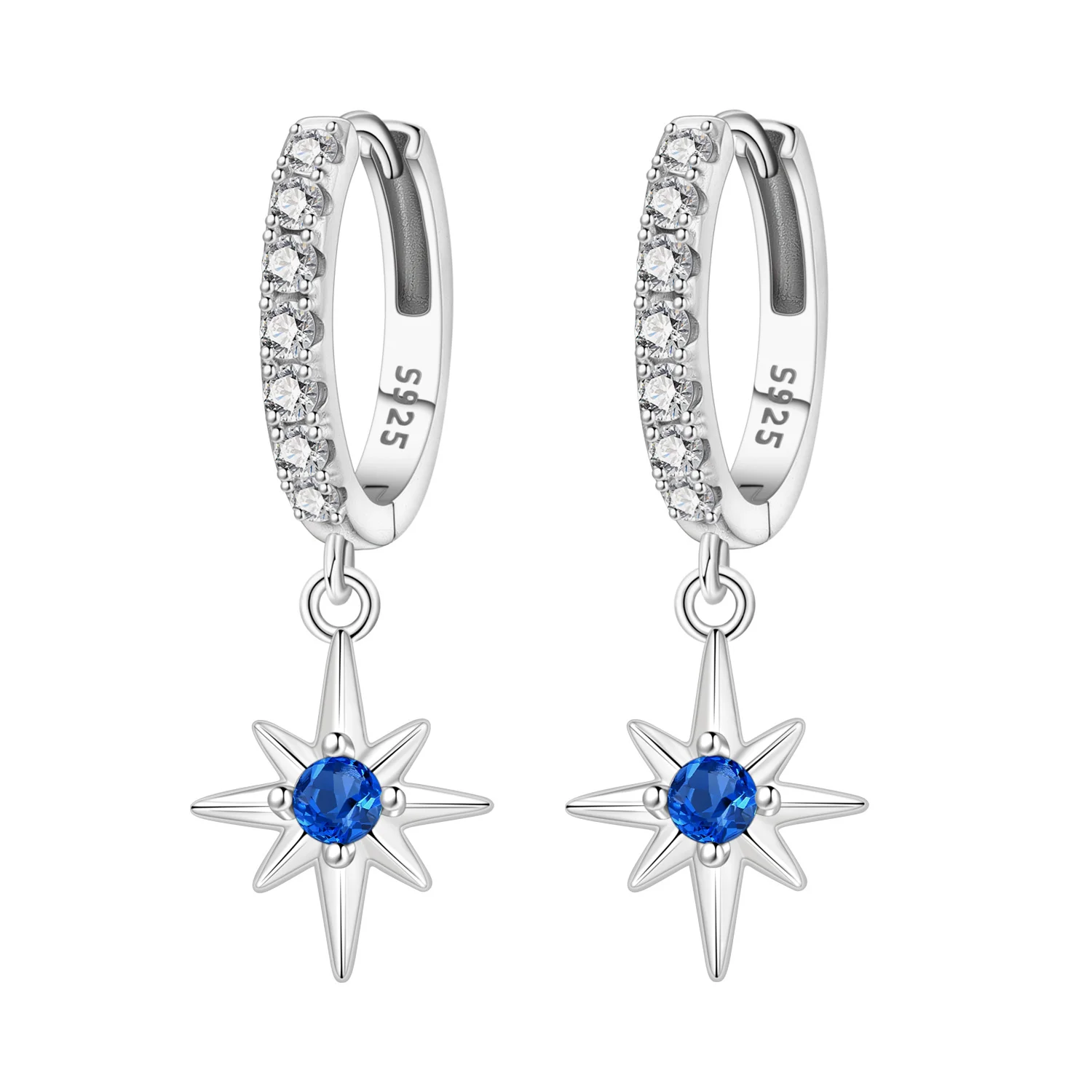 

PANPOKI 925 Sterling Silver Simple Blue Zircon Star Drop Earrings Women Earrings Charm Fashion Versatile Party Jewelry Gifts