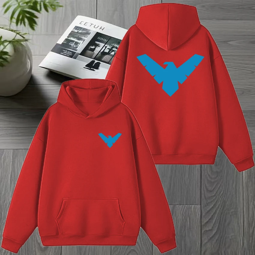 2025 Neuer Persönlicher Nightwing-Druck Herbst-Winter-Hoodie für Männer und Frauen, Harajuku Cartoon Fleece-Sweatshirt, Unisex Fleece-Pullover – Detail 13