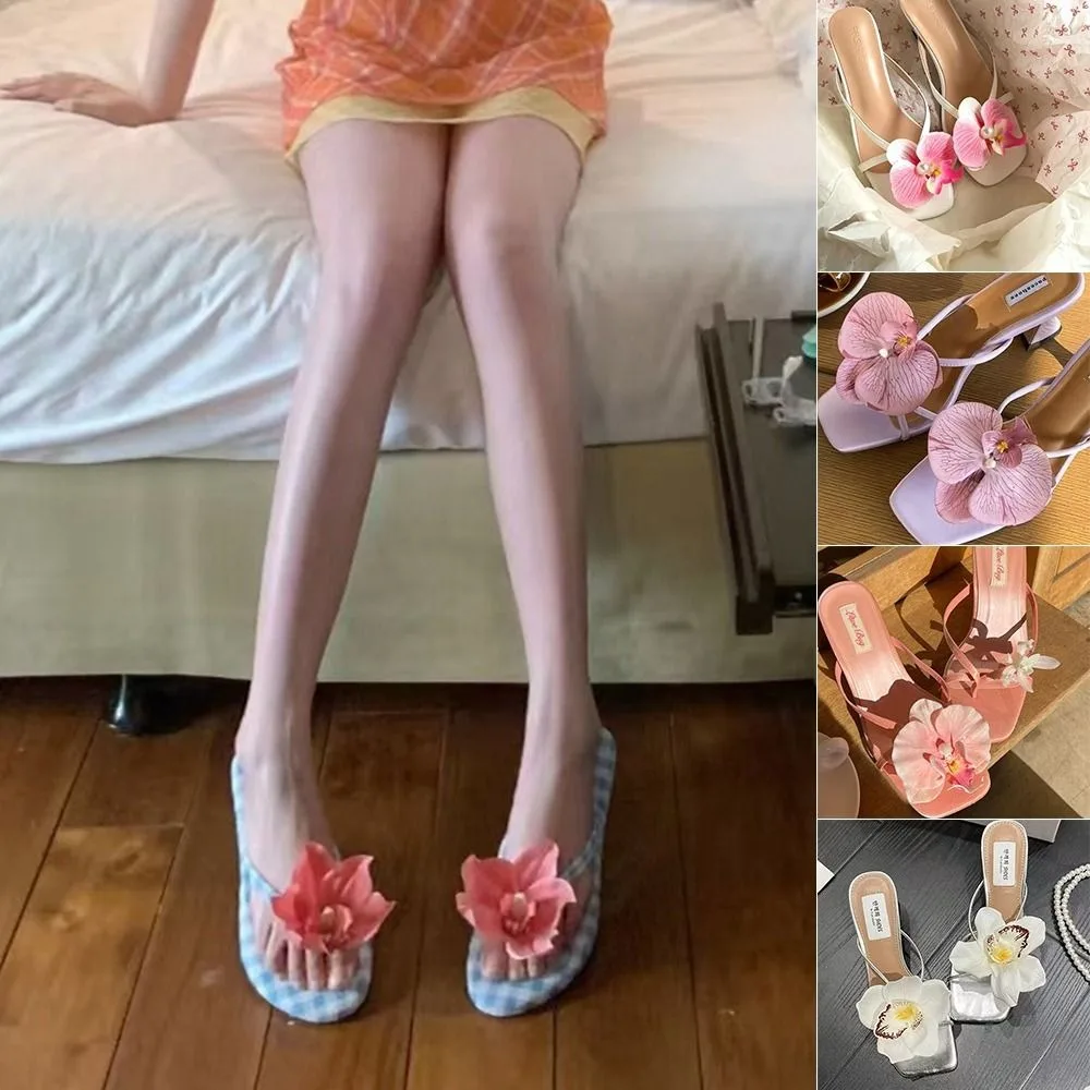 1 Pair Simulation Coloful Thai Fairy Butterfly Flower Shoe Buckles Butterfly Orchid Personalized Design Simulation Buckles Decor