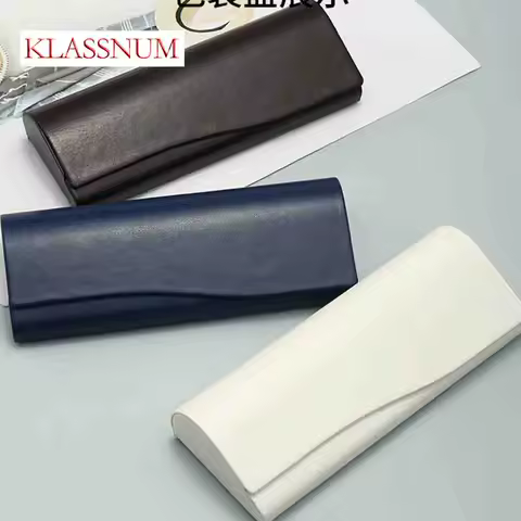 Women 2025 New PU Leather Eyewear Case Luxury Brand Presbyopia Reading Glasses Leather Case Solid Color Men Eyeglasses Box