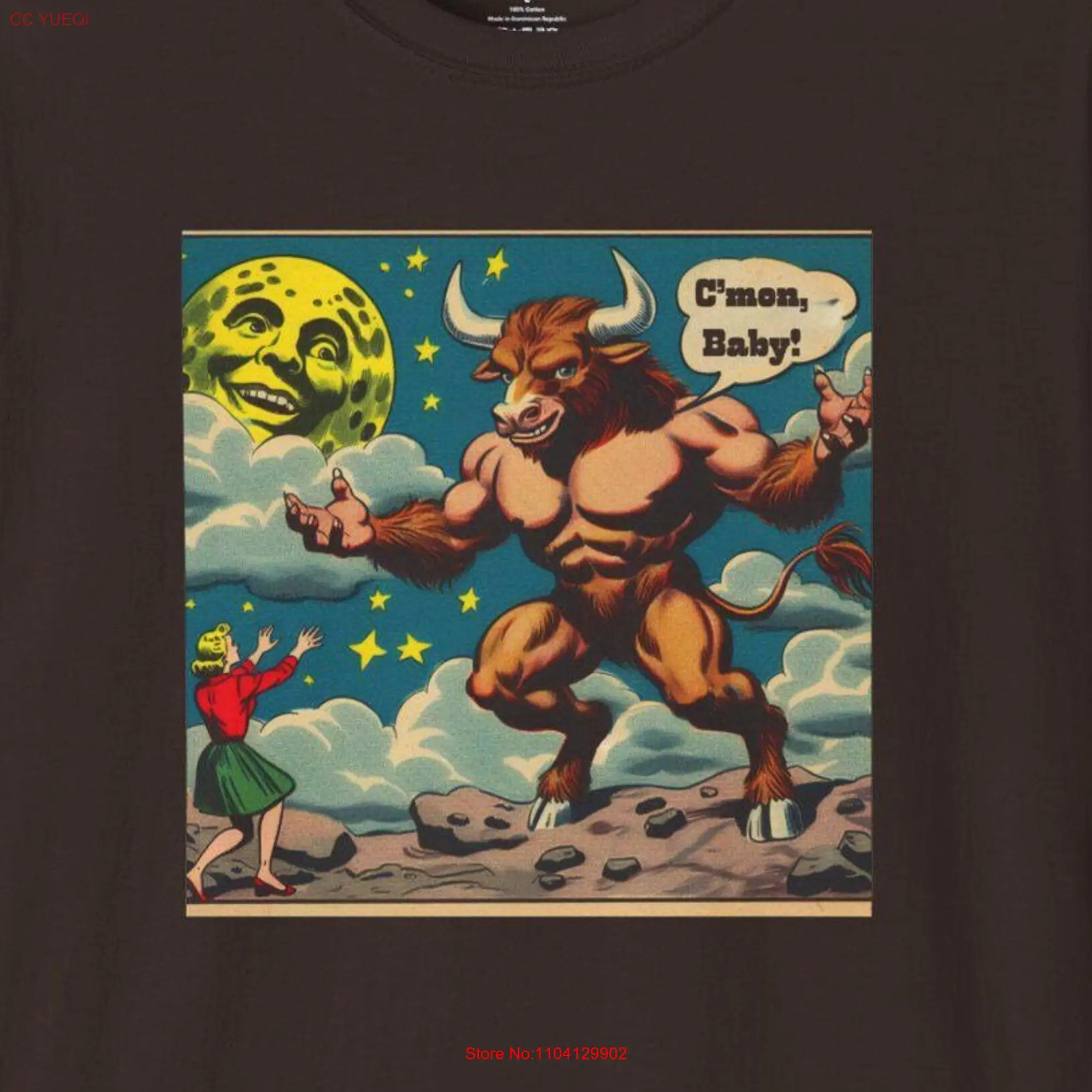 Minotaur Moon T Shirt Sci Fi Science Fiction Retro 50's Comic Vintage Fifties Comics long or short sleeves