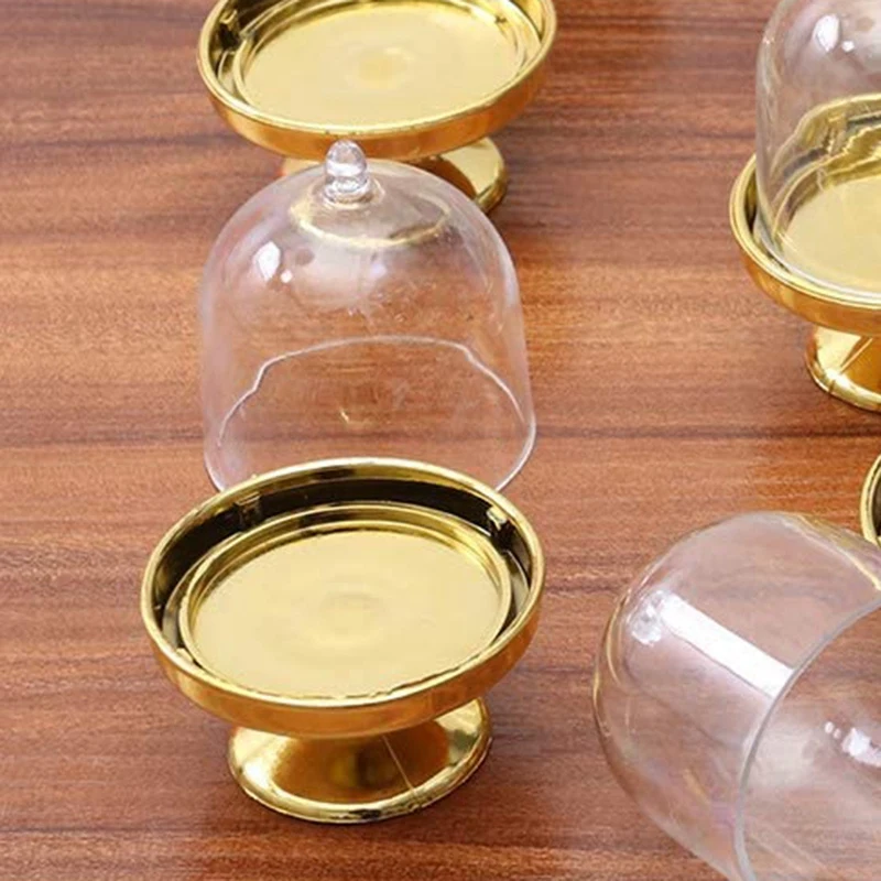 Papan Display kue Mini 12 potong, papan Display permen kue coklat dengan tutup untuk perlengkapan ulang tahun dan pernikahan (dasar Emas)