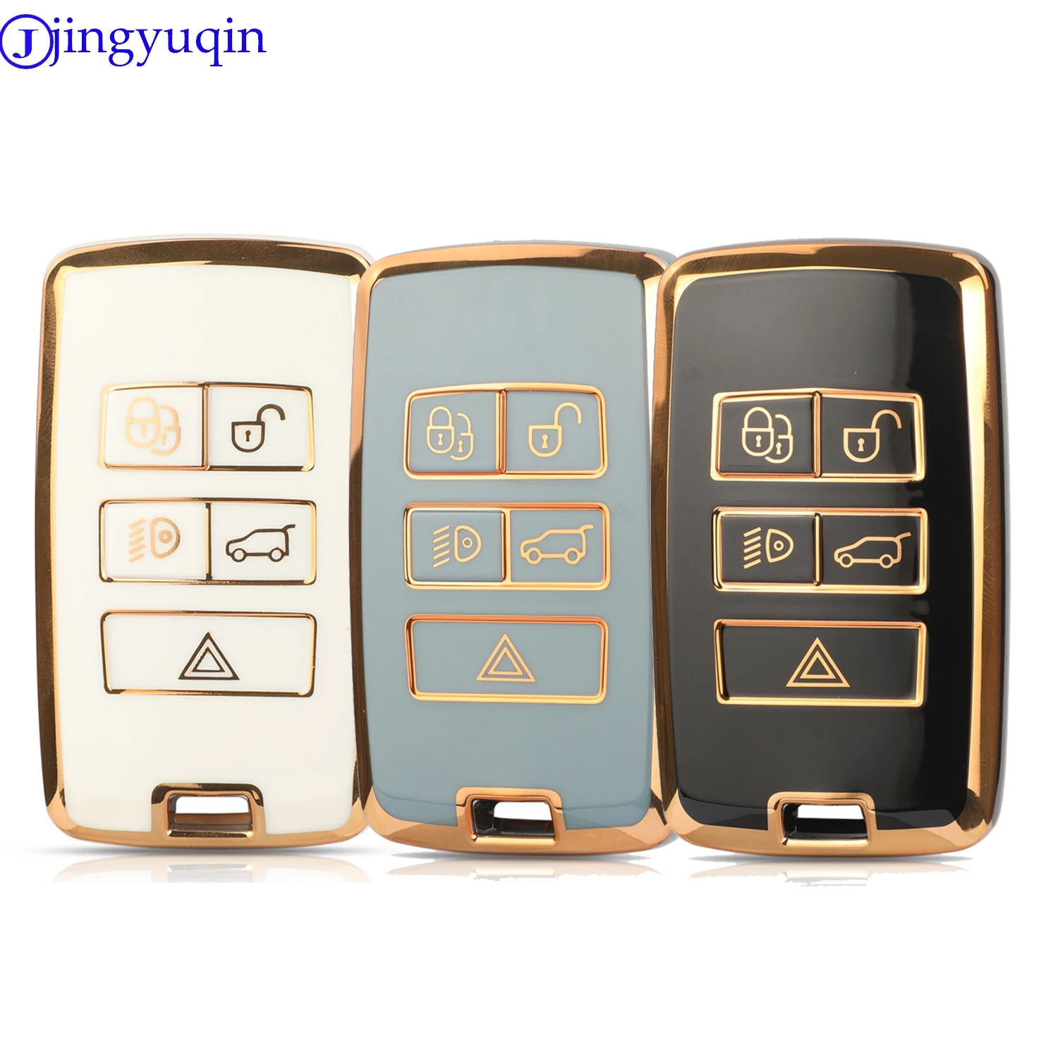 

jingyuqin TPU Car Key Shell Case Fob For Land Rover Range Sport Discovery 4 Evogue LR4 Refit for XE XFL Et Jaguar Freelander