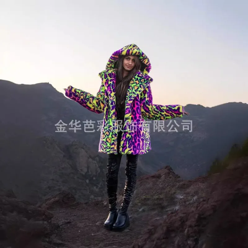 Dames Winter Tops Jas Nepbont Korset met capuchon Luipaard Vintage Comfortabel Casual Design Mode Zacht Niche Veelzijdig Mager