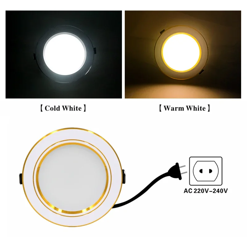 Imagem -05 - Luzes de Teto Embutidas Redondas Lâmpada Branca Quente Fria Downlight Luzes do Painel para Baixo 220v 5w 7w 9w 12w 15w 18w 10 Pcs