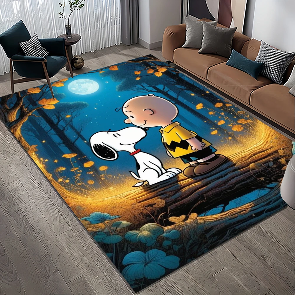 Retro Snoopy Kawaii Dog Area Rug Cartoon Carpets for Living Room Bedroom Sofa Doormat Decoration,Kids Non-slip Floor Mat Girl