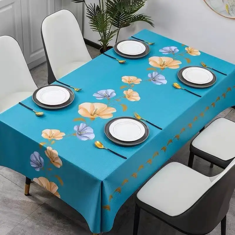 Household Decor Dining Table Cloth PVC Waterproof Oil-proof Free-wash Tablecloth Restaurant Decor Rectangule Thicken Tablecloth