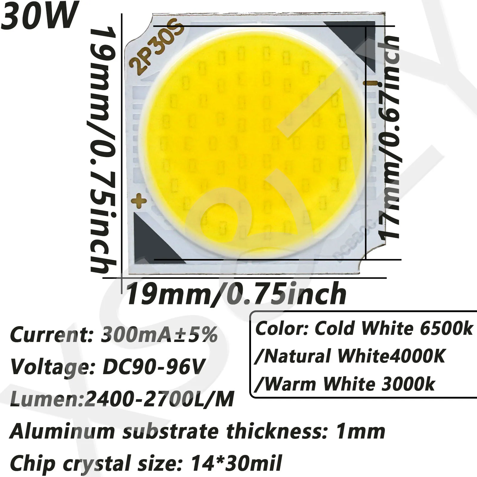 LED COB 1917mm wysoka moc 30W DC90-96V zimna biała naturalna biel ciepła biała 300mA do reflektora reflektor szynowy akcesoria oświetleniowe