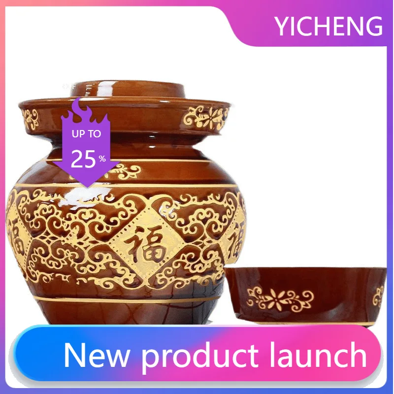 

Zz kimchi jar - traditional terracotta ceramic, thickened, airtight storage container